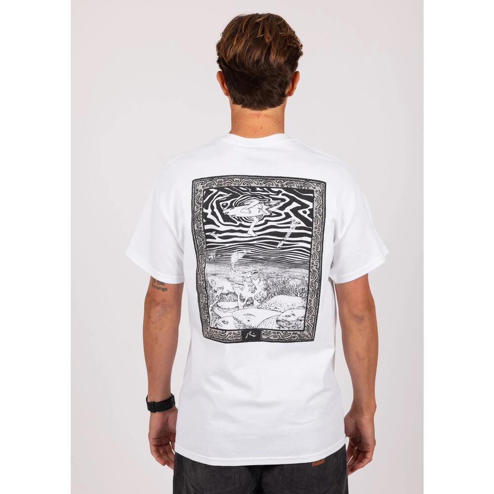 Rusty Surfboards Men's T-Shirt Fish Eye Crewneck Short Sleeve Tee in White